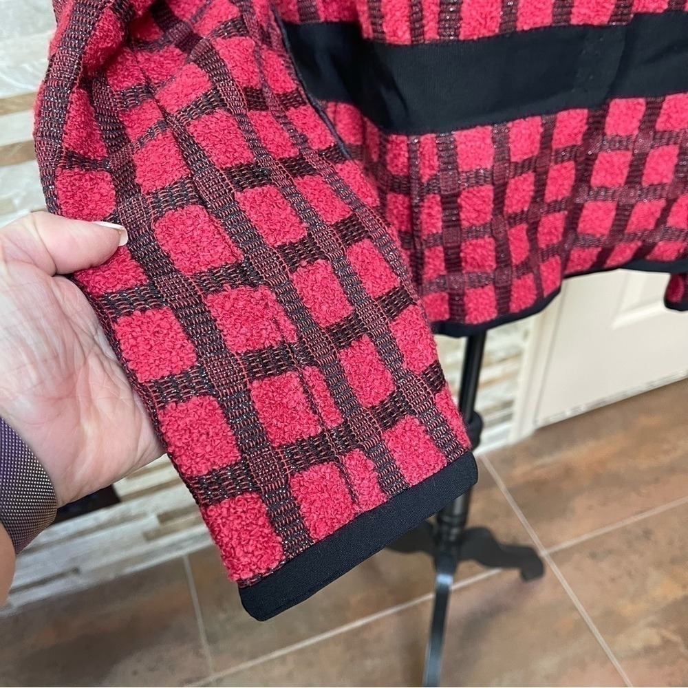 Carlisle Red Black Tweed Plaid Blazer Jacket Career Women's Size 16 - Picture 8 of 16